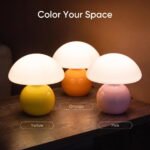 Multi‑color small ceramic mushroom lamp set, yellow orange pink decorative bedside night lamps display