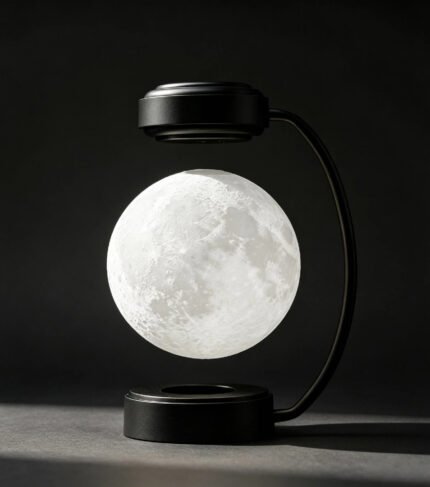 Magnetic levitating moon lamp off status, floating moon night light