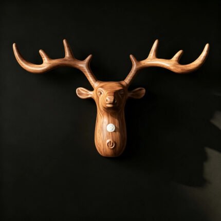 Deer head wall light wooden finish motion sensor wall decor lamp power off