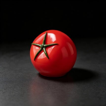 Red tomato lamp off state product shot on dark background