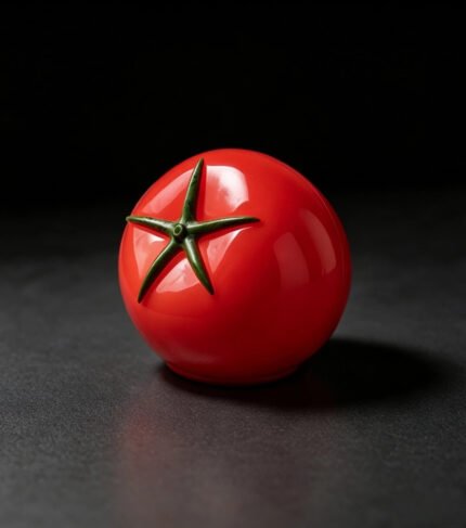 Red tomato lamp off state product shot on dark background