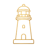 Large category icon creative lamp line art golden outline