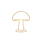 Large category icon mushroom lamp golden line art