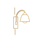 Large category icon wall lamp golden outline icon